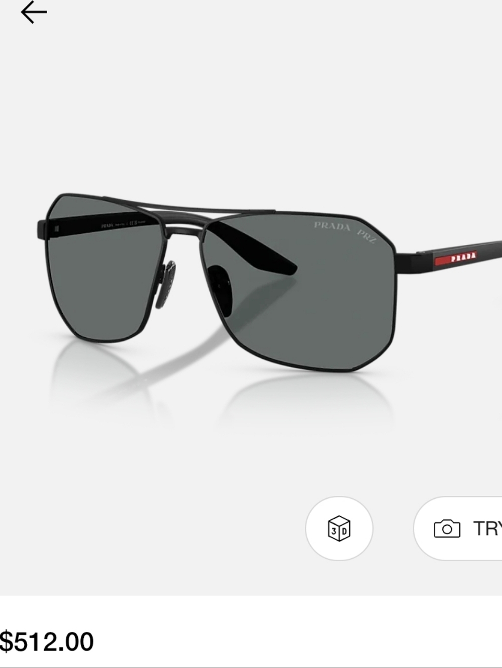 Prada Linea Rossa Black Aviator Sunglasses